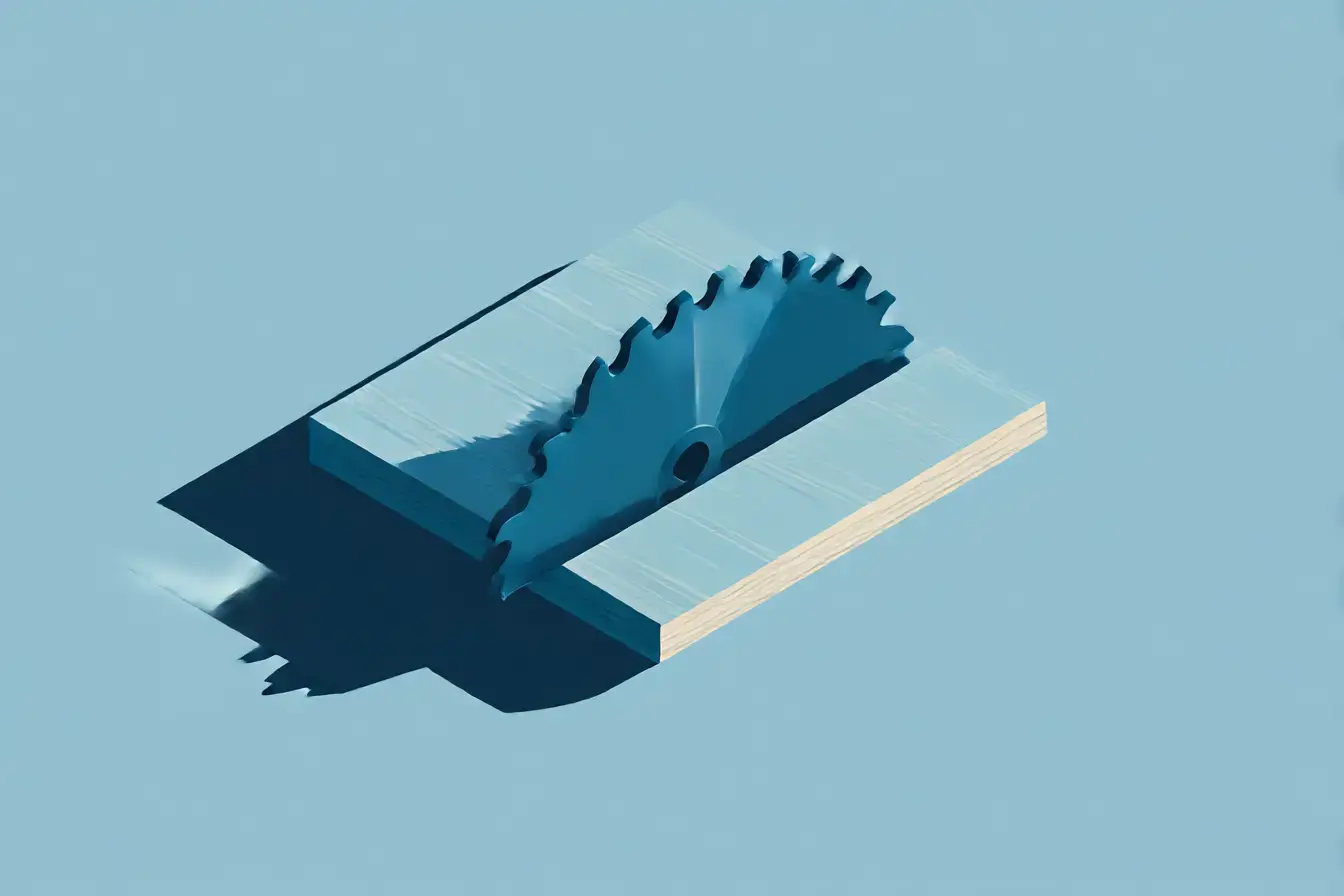 Close-up of saw blade teeth showing kerf width